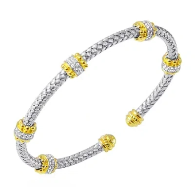 Fine Jewelry Paris 1901 By Charles Garnier Womens Cubic Zirconia 18k Gold Over Silver Cuff Bracelet In Transparent