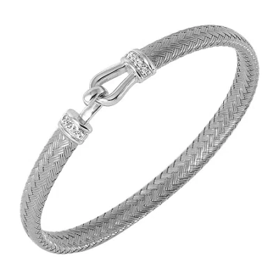 Fine Jewelry Paris 1901 By Charles Garnier Womens Cubic Zirconia Sterling Silver Bangle Bracelet In Transparent