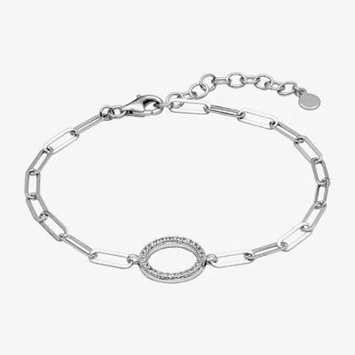 Fine Jewelry Paris 1901 By Charles Garnier Womens Sterling Silver Solid 7 Inch Link Bracelet In Transparent