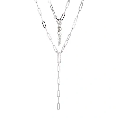 Fine Jewelry Paris 1901 By Charles Garnier Womens White Cubic Zirconia Sterling Silver 18 Inch Y Necklace In Transparent