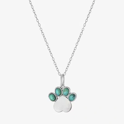 Fine Jewelry Paw Print Womens Enhanced Blue Turquoise Sterling Silver 18 Inch Pendant Necklace In Transparent