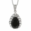 Fine Jewelry Pear-shaped Genuine Black Onyx And White Topaz Pendant Necklace In Black