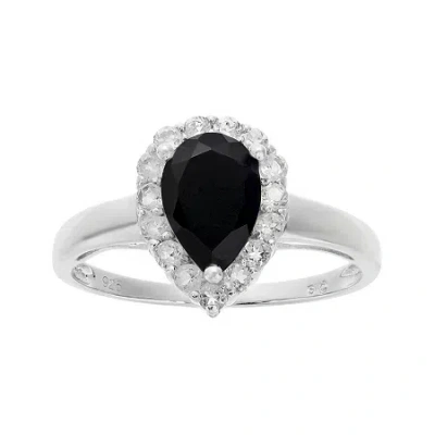 Fine Jewelry Pear-shaped Genuine Black Onyx And White Topaz Ring