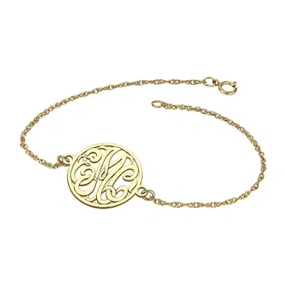 Fine Jewelry Personalized 10k Gold 20mm Monogram Bracelet In Yellow