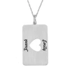Fine Jewelry Personalized 10k White Gold Rectangular Cut-out Heart With Names Pendant Necklace In White