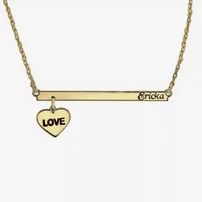Fine Jewelry Personalized 10k Yellow Gold Name Bar Necklace With Heart Charm