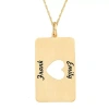 Fine Jewelry Personalized 10k Yellow Gold Rectangular Heart Cutout Pendant Necklace In Yellow