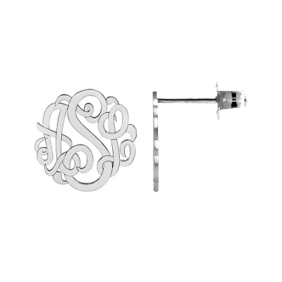 Fine Jewelry Personalized 10mm Script Monogram Earrings In White