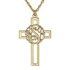 Fine Jewelry Personalized 14k Gold Over Silver 20mm Monogram Cross Pendant Necklace In Yellow