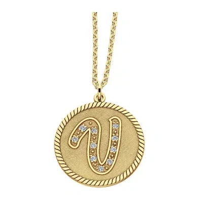 Fine Jewelry Personalized 14k Gold Over Silver Initial Pendant Necklace In Yellow