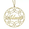 Fine Jewelry Personalized 14k Gold Over Silver Name Pendant With Design Necklace In Yellow