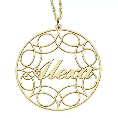 Fine Jewelry Personalized 14k Gold Over Silver Name Pendant With Design Necklace In Yellow