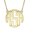 Fine Jewelry Personalized 14k Gold Over Sterling Silver 25mm Block Monogram Necklace In Yellow