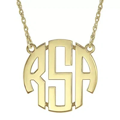 Fine Jewelry Personalized 14k Gold Over Sterling Silver 25mm Block Monogram Necklace In Yellow