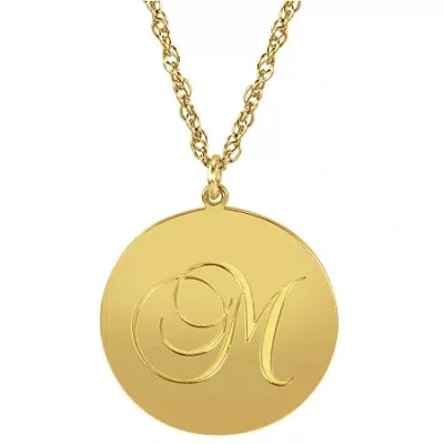 Fine Jewelry Personalized 14k Gold Over Sterling Silver Initial Disc Pendant Necklace In Yellow