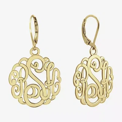 Fine Jewelry Personalized 14k Gold Over Sterling Silver Monogram Drop Earrings In Yellow