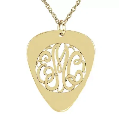 Fine Jewelry Personalized 14k Gold Over Sterling Silver Monogram Guitar Pick Pendant Necklace In Yellow