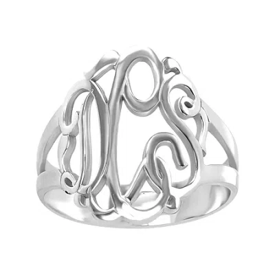 Fine Jewelry Personalized 14k Gold Over Sterling Silver Monogram Ring In White