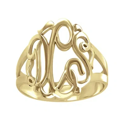 Fine Jewelry Personalized 14k Gold Over Sterling Silver Monogram Ring In Yellow