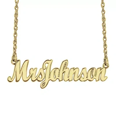 Fine Jewelry Personalized 14k Gold Over Sterling Silver "mrs" Name Necklace In Yellow