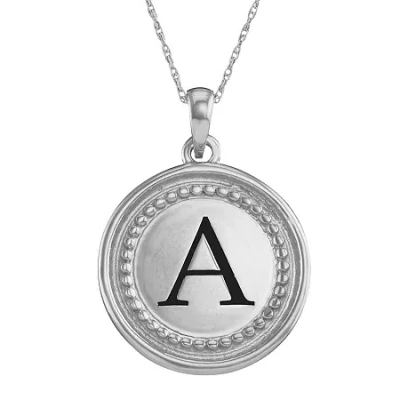 Fine Jewelry Personalized 14k White Gold Initial Disc Pendant Necklace