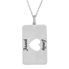 Fine Jewelry Personalized 14k White Gold Rectangular Cut-out Heart With Names Pendant Necklace In White