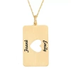 Fine Jewelry Personalized 14k Yellow Gold Rectangular Cut-out Heart With Names Pendant Necklace In Yellow