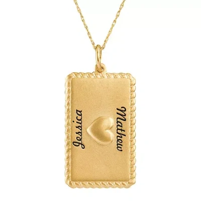 Fine Jewelry Personalized 14k Yellow Gold Rectangular Puffed Heart Name Pendant Necklace