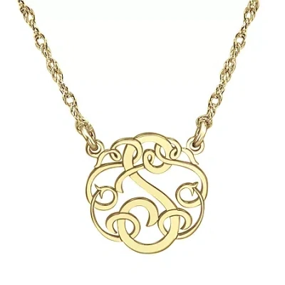 Fine Jewelry Personalized 15mm Ribbon-style Initial Pendant Necklace In Yellow