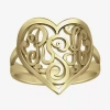 Fine Jewelry Personalized 18mm Script Monogram Heart Ring In Yellow