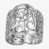 Fine Jewelry Personalized 18mm Script Monogram Ring In White