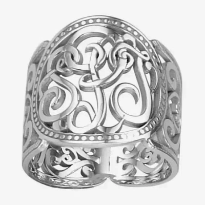 Fine Jewelry Personalized 18mm Script Monogram Ring In White