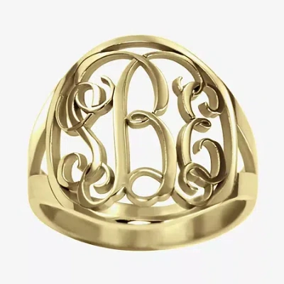 Fine Jewelry Personalized 18mm Vine Monogram Ring In Yellow