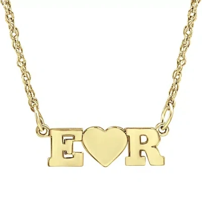 Fine Jewelry Personalized 2 Single Initial Heart Pendant Necklace In Yellow