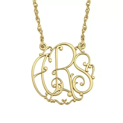 Fine Jewelry Personalized 20mm Ivy Monogram Initials Pendant Necklace In Yellow