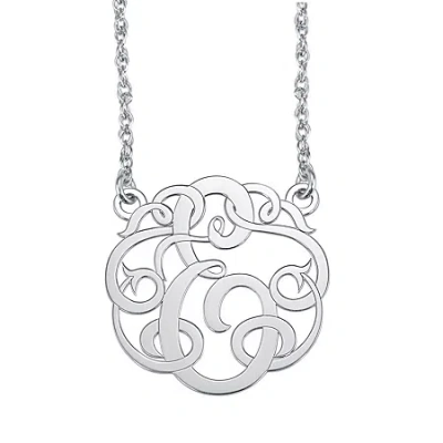 Fine Jewelry Personalized 20mm Ribbon-style Initial Pendant Necklace In White