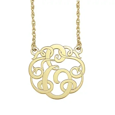 Fine Jewelry Personalized 20mm Ribbon-style Initial Pendant Necklace In Yellow