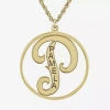 Fine Jewelry Personalized 25mm Initial And Name Circle Pendant Necklace In Yellow