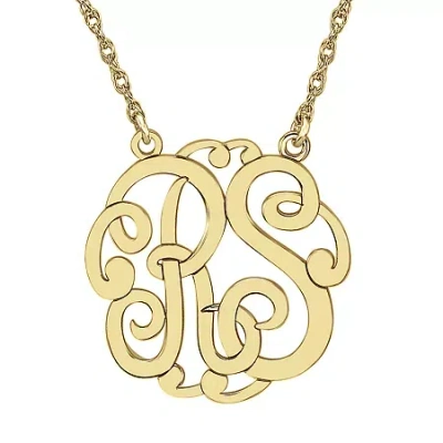 Fine Jewelry Personalized 25mm Monogram Initials Pendant Necklace In Yellow