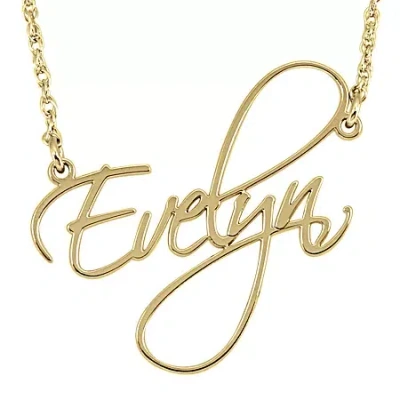 Fine Jewelry Personalized 27mm Cursive Name Pendant Necklace In Yellow