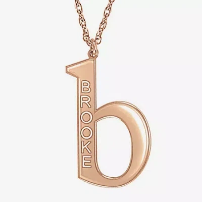 Fine Jewelry Personalized 28mm Initial Pendant Necklace In Pink