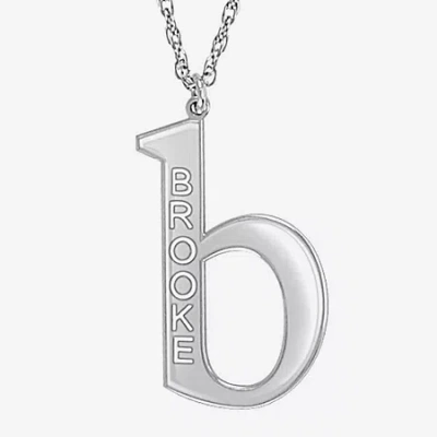 Fine Jewelry Personalized 28mm Initial Pendant Necklace In White