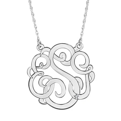 Fine Jewelry Personalized 30mm Diamond-accent Monogram Initial Pendant Necklace In White