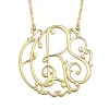 Fine Jewelry Personalized 30mm Ivy Monogram Initials Pendant Necklace In Yellow
