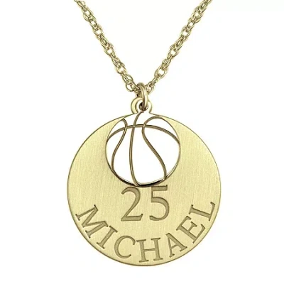Fine Jewelry Personalized Basketball 20mm Pendant Necklace In Yellow