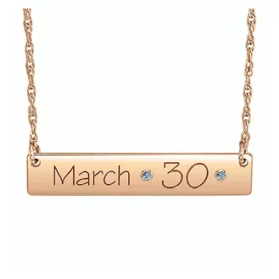 Fine Jewelry Personalized Birthstone Date Bar Necklace In Pink