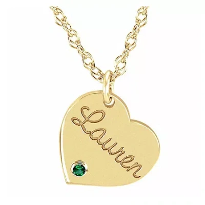 Fine Jewelry Personalized Birthstone Name Heart Pendant Necklace In Yellow