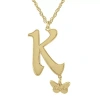 Fine Jewelry Personalized Butterfly Initial 14k Gold Over Silver Pendant Necklace In Yellow