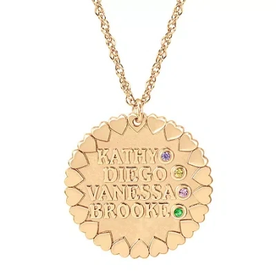 Fine Jewelry Personalized Child Name Birthstone Cubic Zirconia Pendant Necklace In Pink