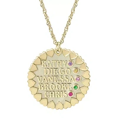 Fine Jewelry Personalized Child Name Birthstone Cubic Zirconia Pendant Necklace In Yellow
